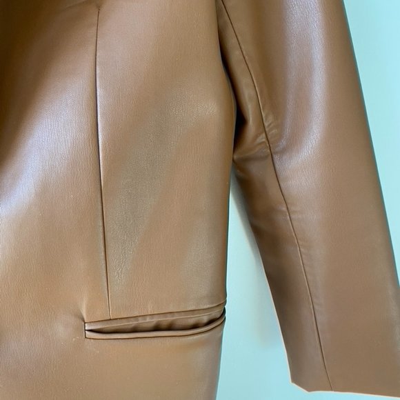 Zara Brown Vegan Leather Blazer - Picture 4 of 5